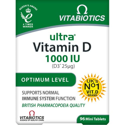 Vitabiotics Ultra Vitamin D Tablets 1000IU Optimum Level -96 count (Pack of 1) - Maple Wellness Supplements
