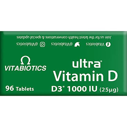 Vitabiotics Ultra Vitamin D Tablets 1000IU Optimum Level -96 count (Pack of 1) - Maple Wellness Supplements