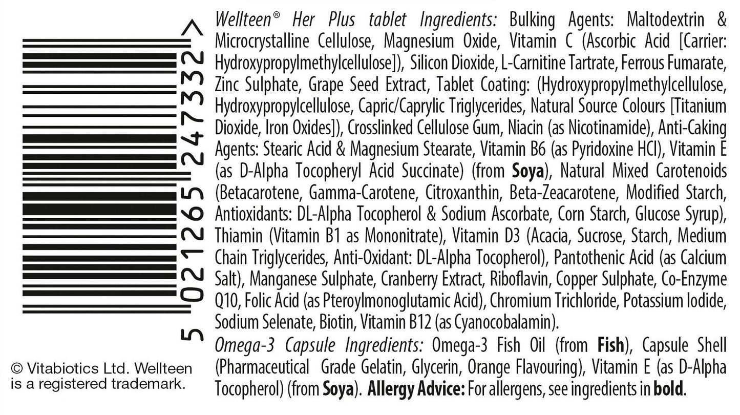 Vitabiotics Wellteen Her Plus - 56 Tablets/Capsules, 56 Count (Pack of 1) - Maple Wellness Supplements