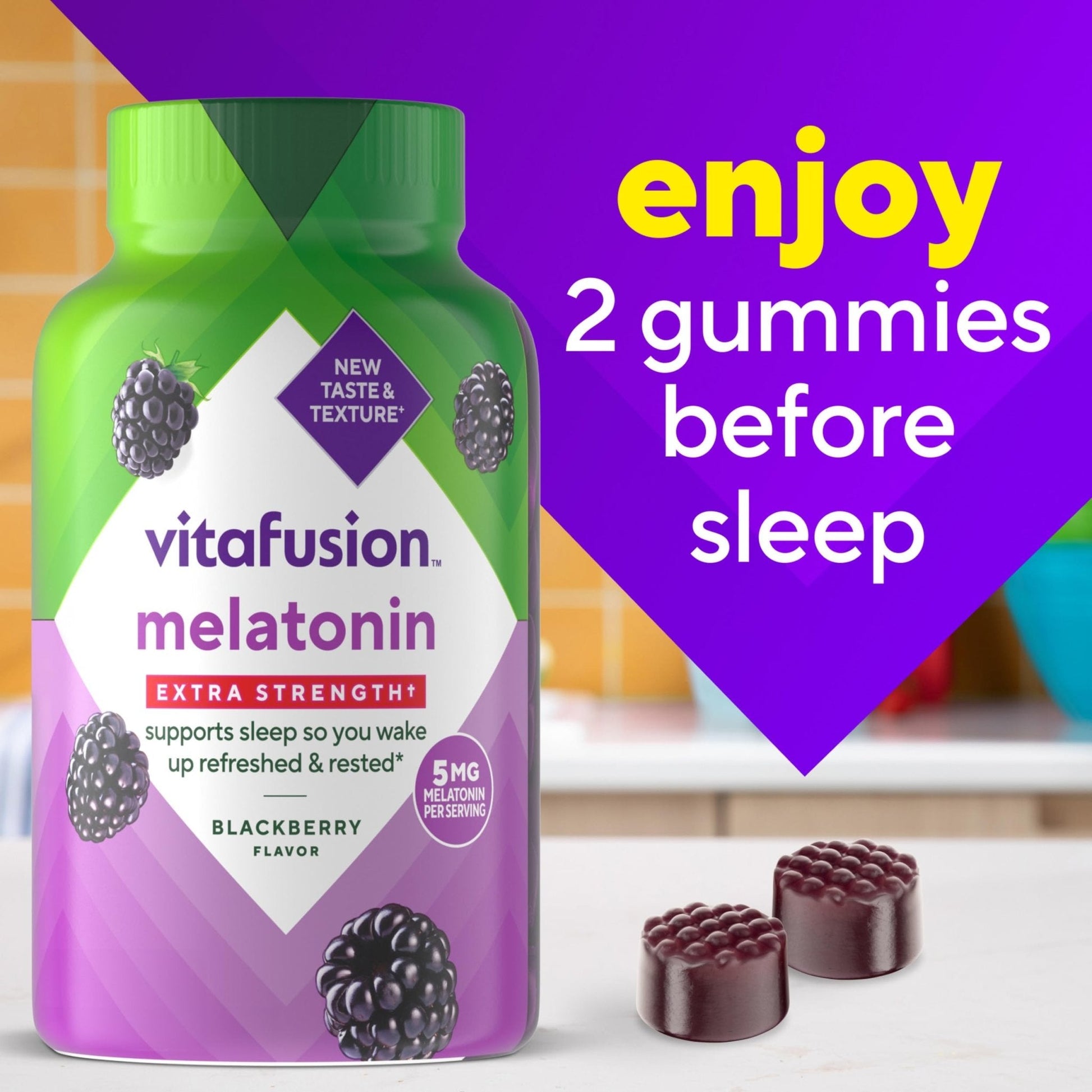 Vitafusion Extra Strength Melatonin Gummy Vitamins, 5mg, 120 ct Gummies - Maple Wellness Supplements