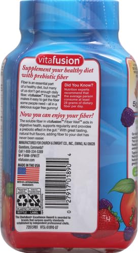 Vitafusion Fiber Well Sugar Free Fiber Supplement, Peach, Strawberry And Blackberry - Maple Wellness Supplements