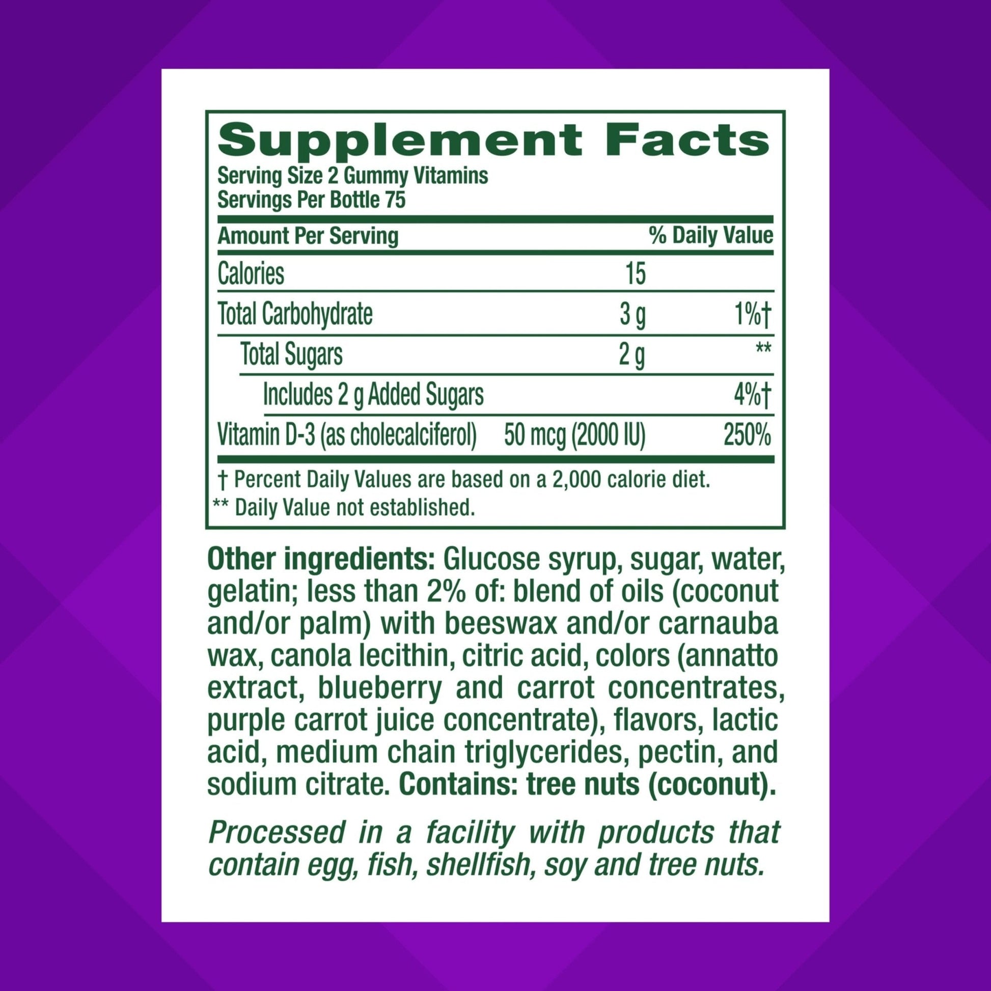vitafusion Vitamin D3 Gummies, Bone and Immune Support, Peach, Blackberry, Strawberry Flavored - Maple Wellness Supplements