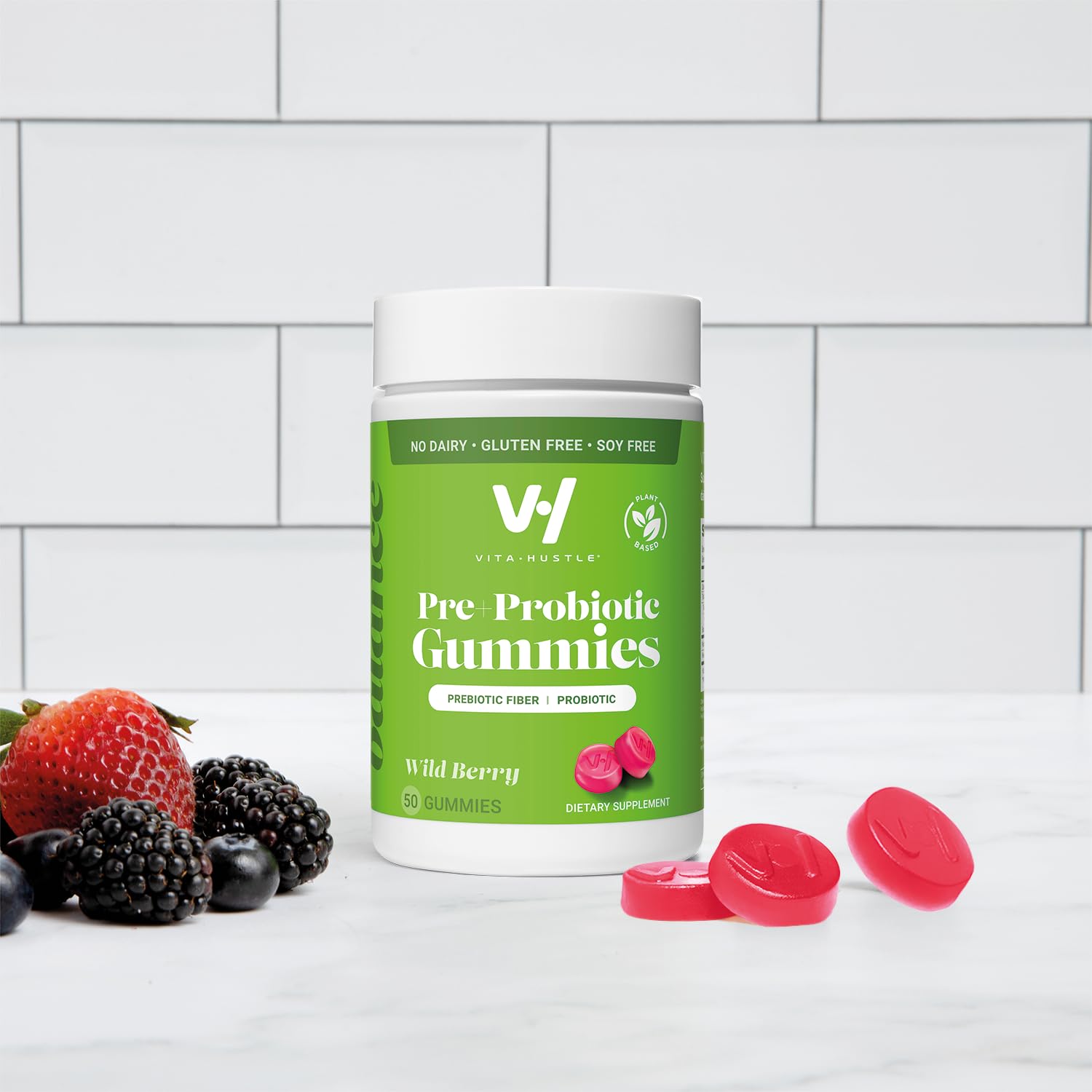 VitaHustle Probiotic Gummies + Prebiotics by Kevin Hart with Chicory Root Inulin Fiber - Maple Wellness Supplements