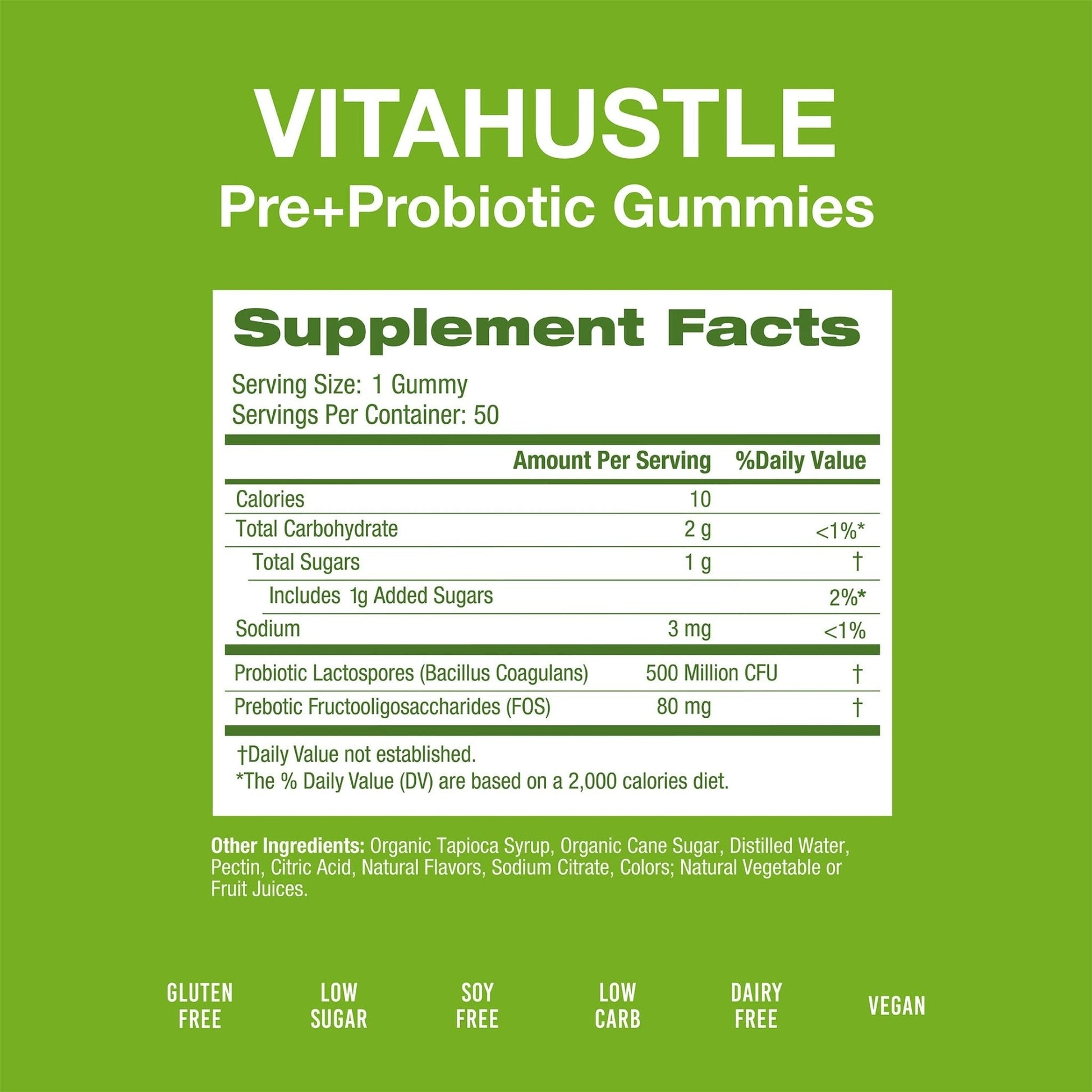 VitaHustle Probiotic Gummies + Prebiotics by Kevin Hart with Chicory Root Inulin Fiber - Maple Wellness Supplements
