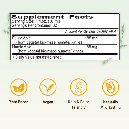 Vital Earth Minerals Fulvic Humic Mineral Blend Liquid – Fulvic Acid Supplement with 70+ Trace Minerals, Electrolytes for Recovery - Maple Wellness Supplements