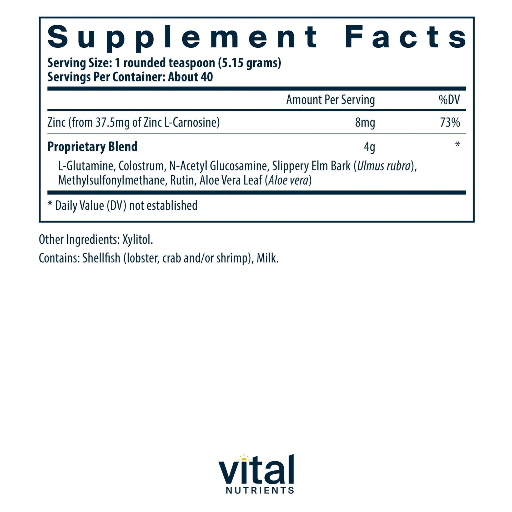 Vital Nutrients GI Repair Powder - Leaky Gut Powder with L Glutamine and Zinc - Digestive Enzyme Supplement to Support Gut Health - Maple Wellness Supplements