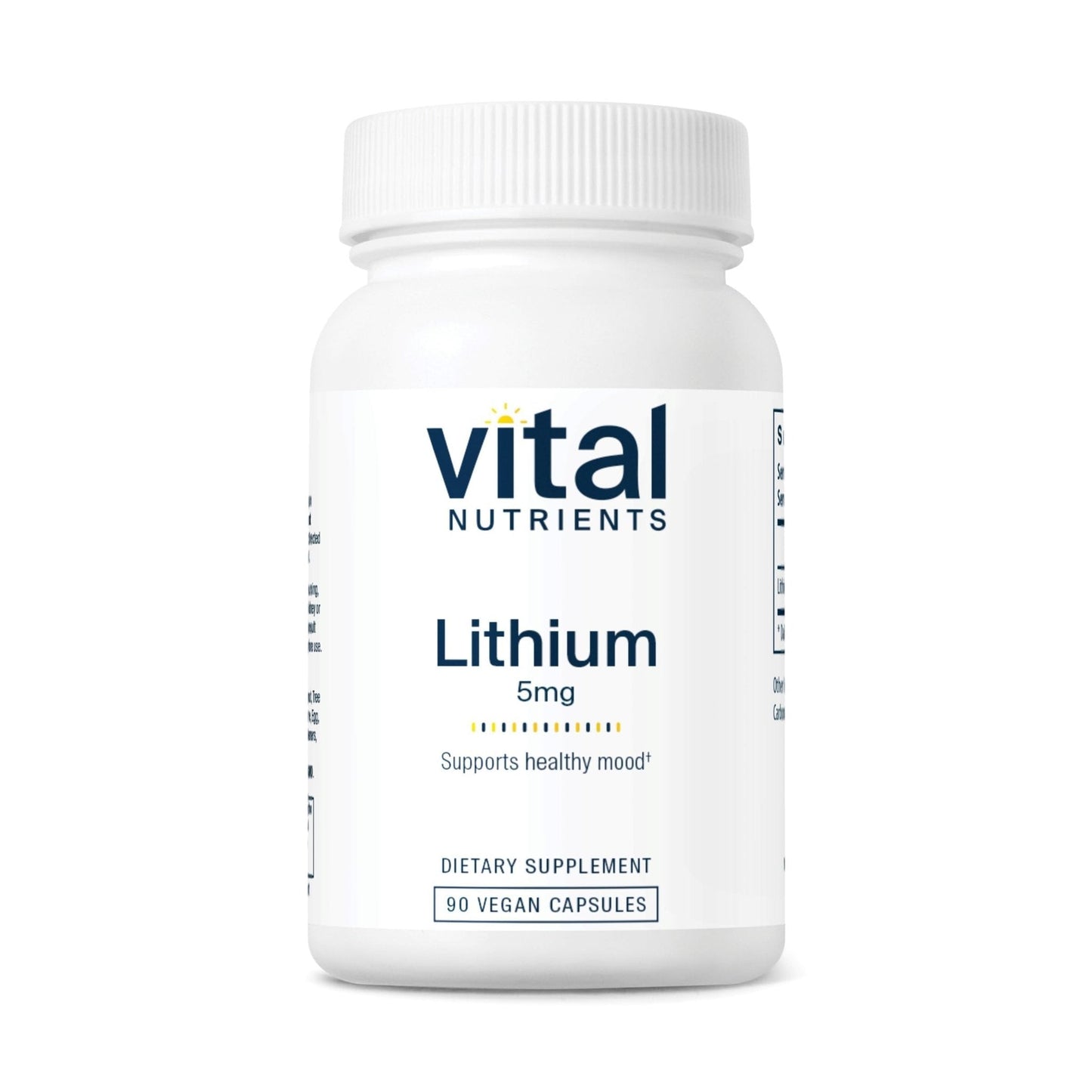 Vital Nutrients Lithium Orotate - Vegan Lithium Supplements for Memory, State of Mind, and Behavioral Health*- 5mg - Gluten, Dairy, Soy Free - 90 Capsules - Maple Wellness Supplements