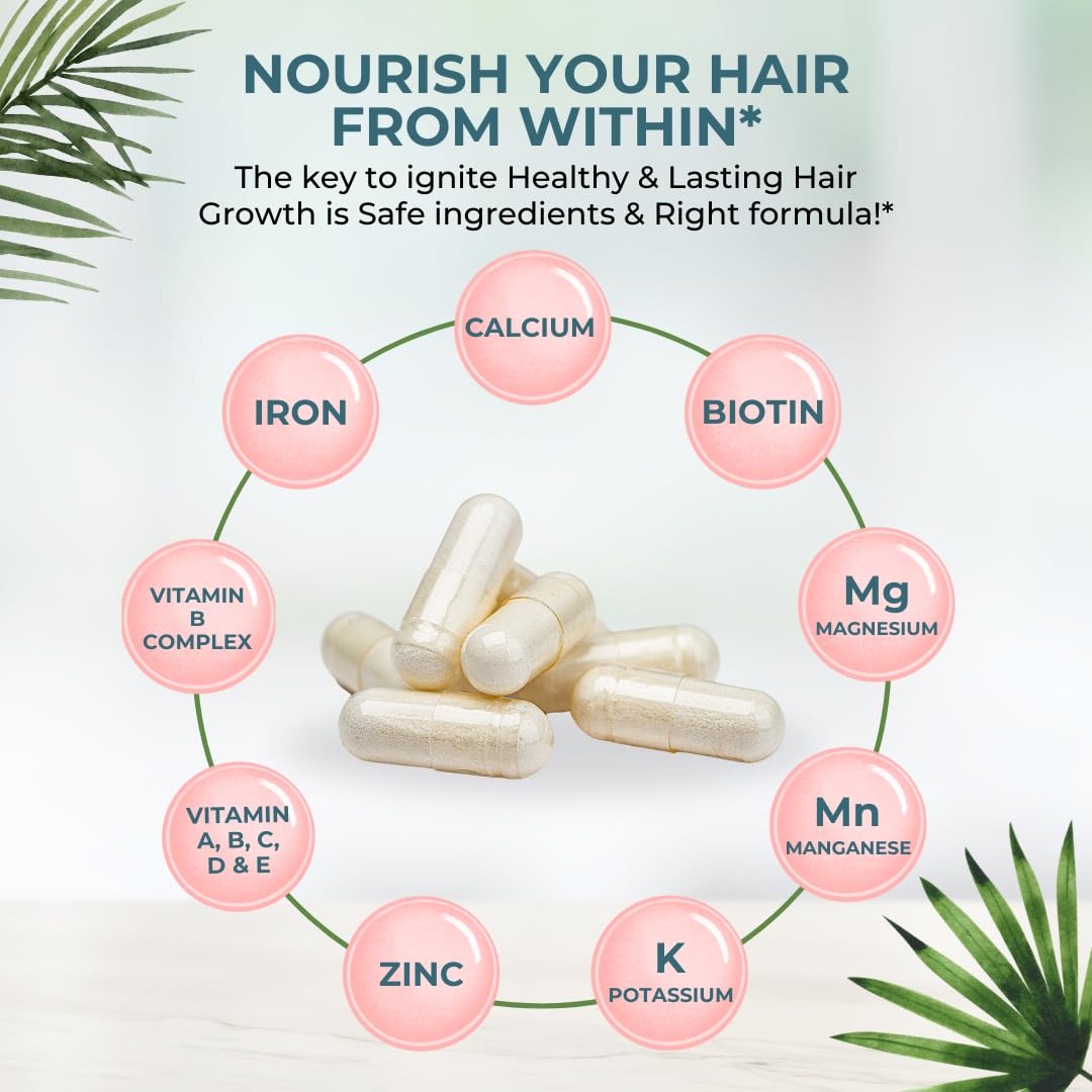 VITAL NUTRITIVE Vital Hair Complex – Biotin & Vitamin B Hair Vitamins for Women & Men – Supports Healthy Hair, Skin & Nails – Hormone-Free, Gluten-Free - Maple Wellness Supplements