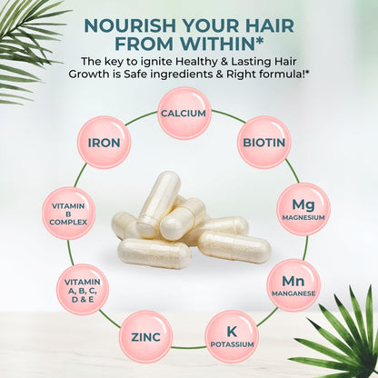 VITAL NUTRITIVE Vital Hair Complex – Biotin & Vitamin B Hair Vitamins for Women & Men – Supports Healthy Hair, Skin & Nails – Hormone-Free, Gluten-Free - Maple Wellness Supplements