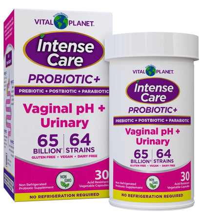 Vital Planet - Intense Care Vaginal pH & Urinary Probiotics for Women Plus Organic Prebiotics, Postbiotics, and Parabiotics, 65 Billion CFU and 64 Strains, Immune and Digestive Health 30 ct - Maple Wellness Supplements
