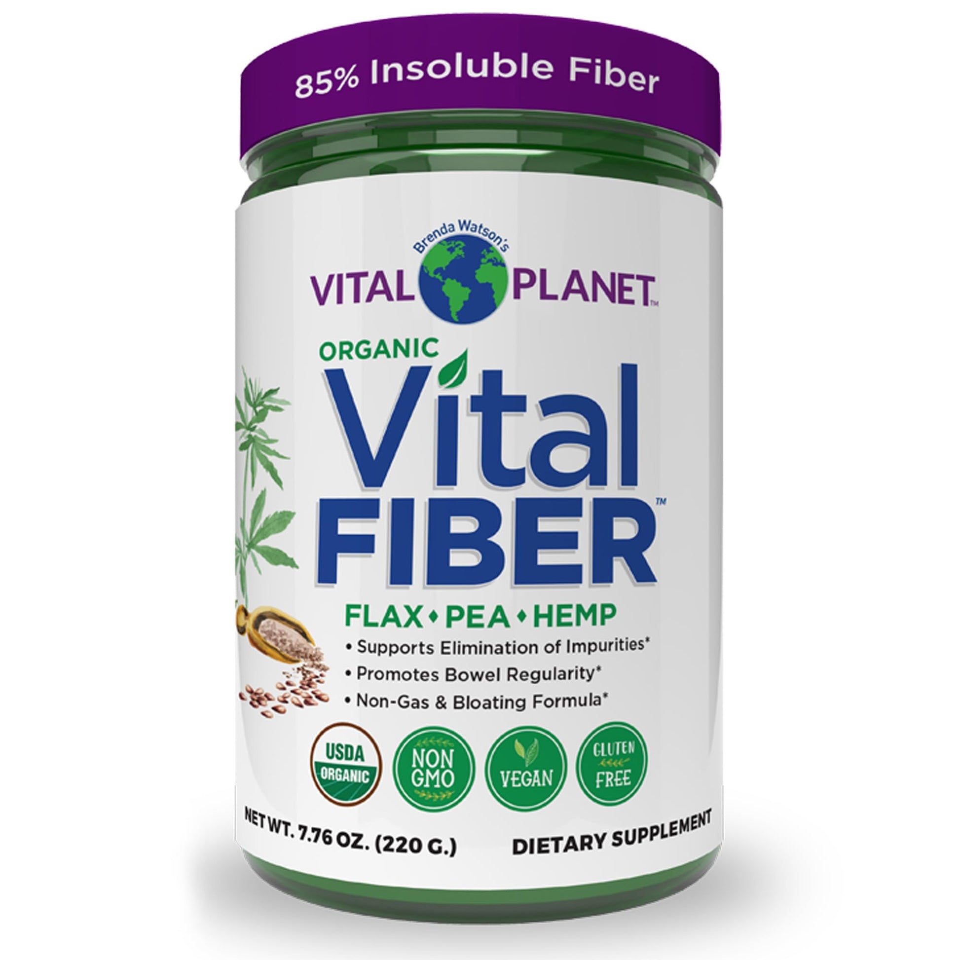Vital Planet - Vital Fiber Powder, Soluble and Insoluble Fiber Supplement with Flax, Pea and Hemp, Organic Daily Dietary Supplement Supports - Maple Wellness Supplements