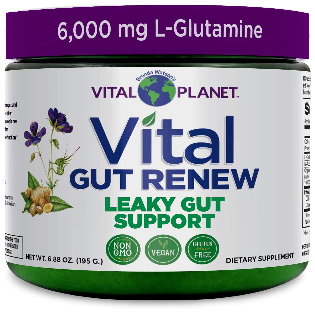 Vital Planet - Vital Gut Renew Powder Supplement for Leaky Gut Repair with L-Glutamine, Marshmallow and Ginger Root, DGL Licorice Root and Organic - Maple Wellness Supplements
