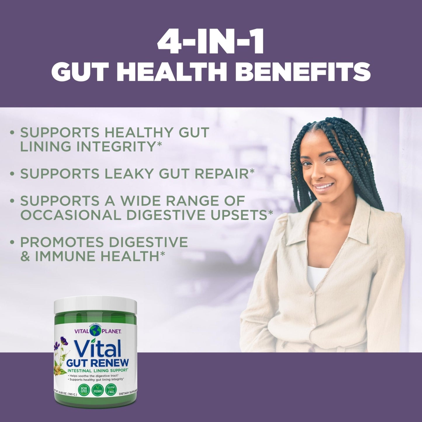 Vital Planet - Vital Gut Renew Powder Supplement for Leaky Gut Repair with L-Glutamine, Marshmallow and Ginger Root, DGL Licorice Root and Organic - Maple Wellness Supplements