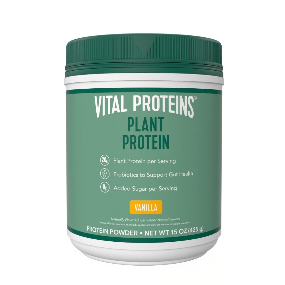 Vital Proteins Collagen Peptides Powder, 9.33 oz Unflavored + 15 oz Vanilla Plant Protein - Maple Wellness Supplements