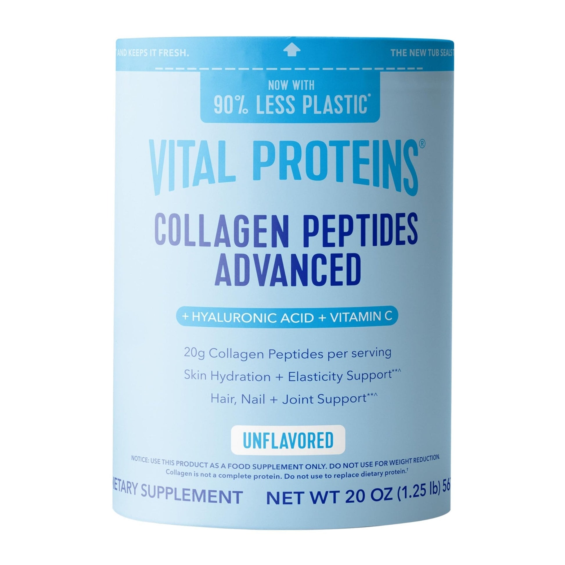 Vital Proteins Collagen Peptides Powder Advanced with Hyaluronic Acid & Vitamin C, 20oz Collagen Protein, Unflavored, 27 Servings - Maple Wellness Supplements