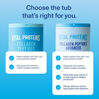 Vital Proteins Collagen Peptides Powder Advanced with Hyaluronic Acid & Vitamin C, Collagen Supplements, Unflavored, 12 Servings - Maple Wellness Supplements