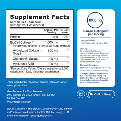 Vital Proteins® Enhanced Collagen Complex Capsules with BioCell Collagen® - Supports Skin Elasticity, Joint Health and Helps Reduce - Maple Wellness Supplements