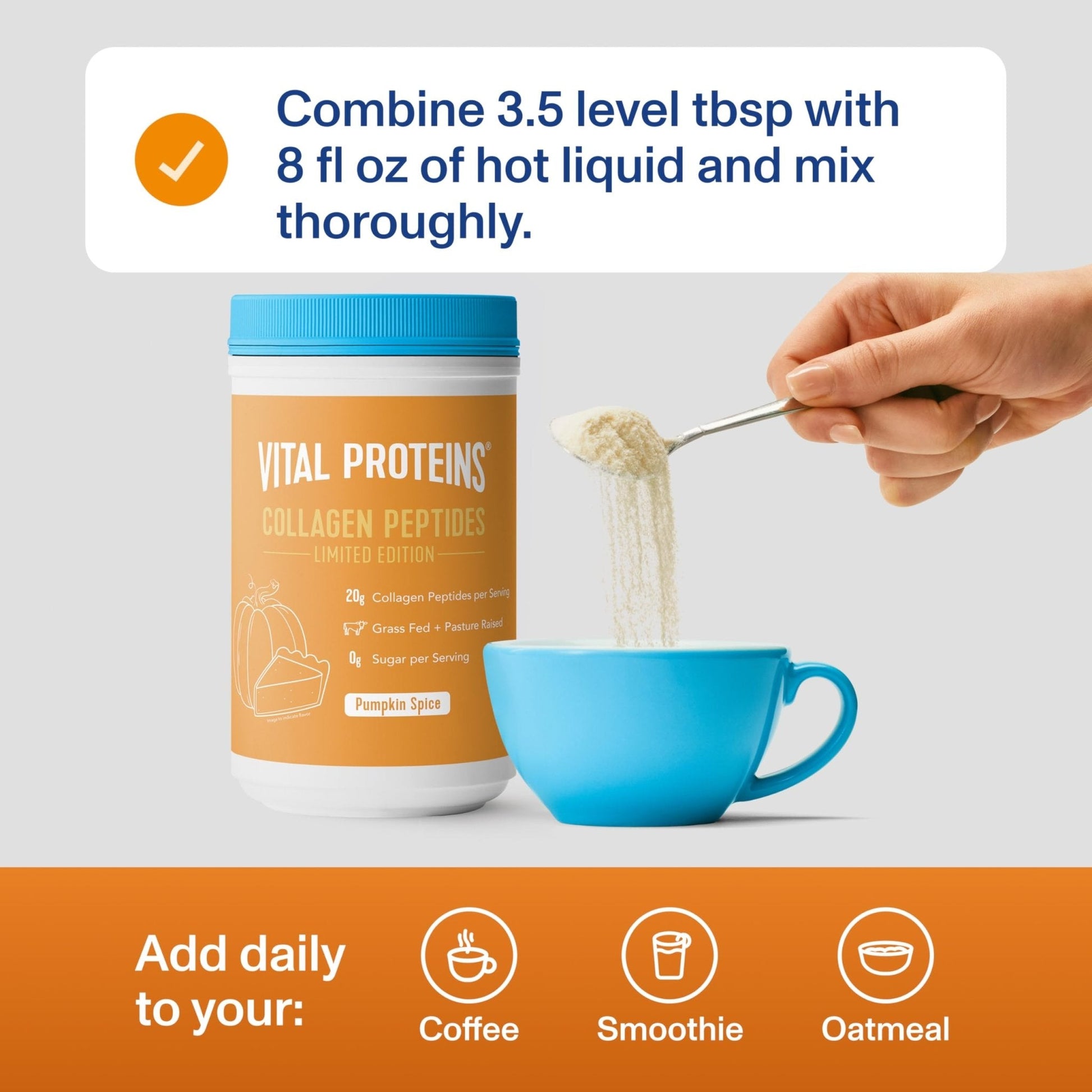 Vital Proteins® Pumpkin Spice Collagen Peptides, 20g Collagen Peptides, Healthy Hair, Skin, Nails & Joints - Maple Wellness Supplements