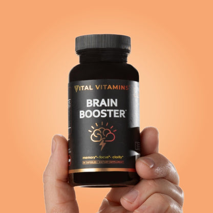 Vital Vitamins Brain Supplements with Bacopa Monnieri - for Memory and Focus – Nootropic Brain Booster - Caffeine-Free Support for Adults & Seniors – Non-GMO, 30-Day Supply, 30 Capsules - Maple Wellness Supplements