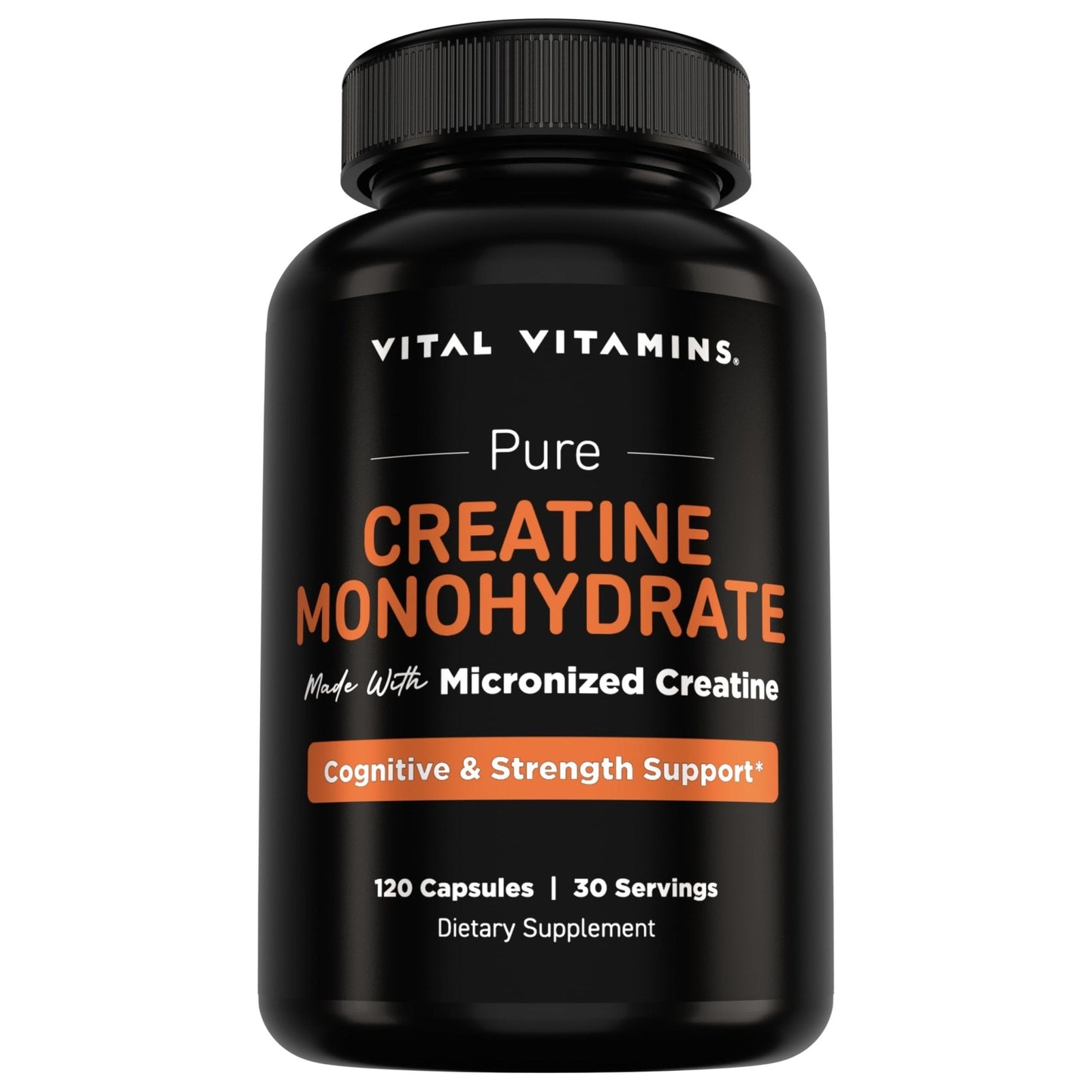 Vital Vitamins Creatine Monohydrate Pills for Women & Men - Micronized Creatine Capsules - Cognitive, Strength, Recovery Support - 3g (3000mg) per Serving - Vegan, Non-GMO, 120 Count - Maple Wellness Supplements