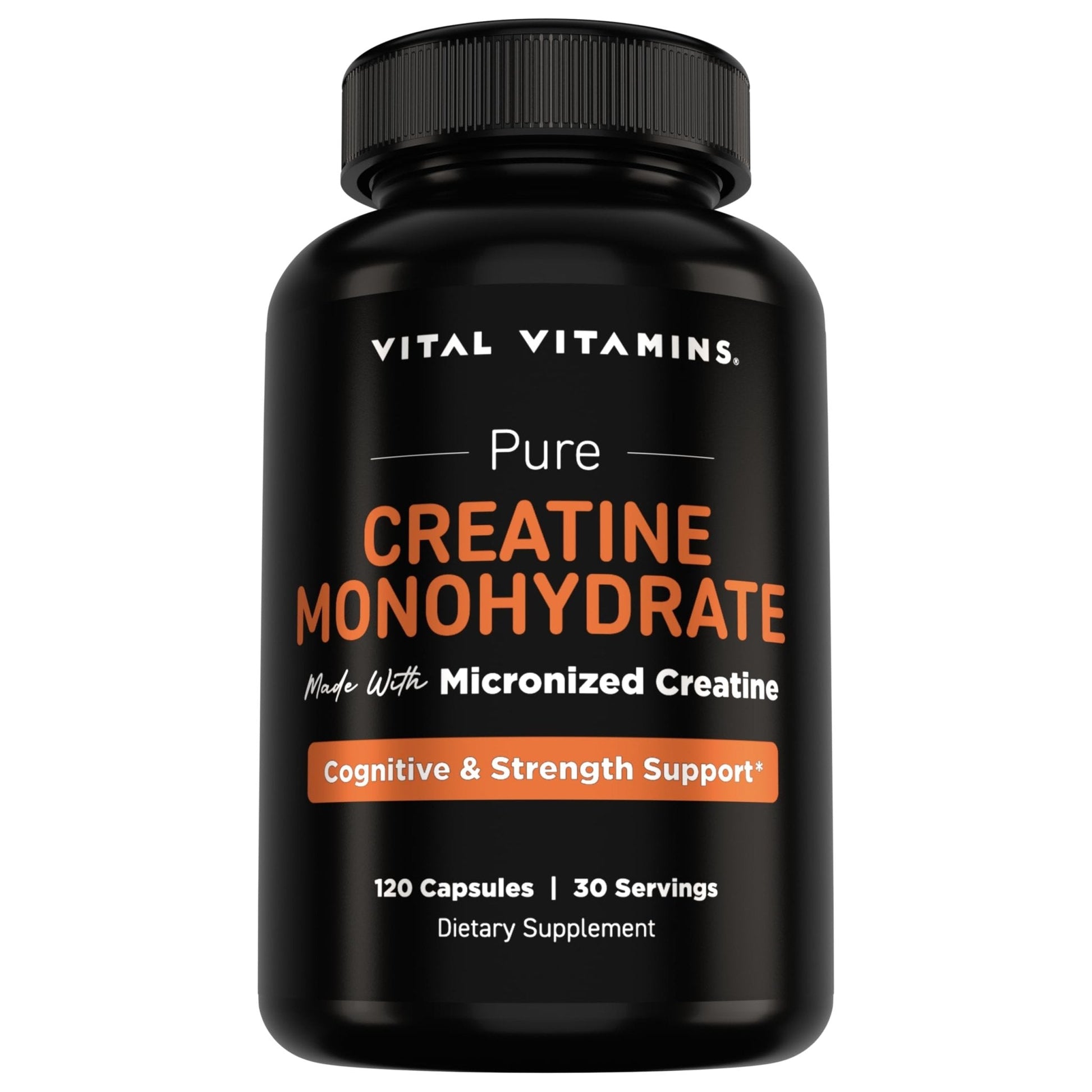 Vital Vitamins Creatine Monohydrate Pills for Women & Men - Micronized Creatine Capsules - Cognitive, Strength, Recovery Support - 3g (3000mg) per Serving - Vegan, Non-GMO, 120 Count - Maple Wellness Supplements