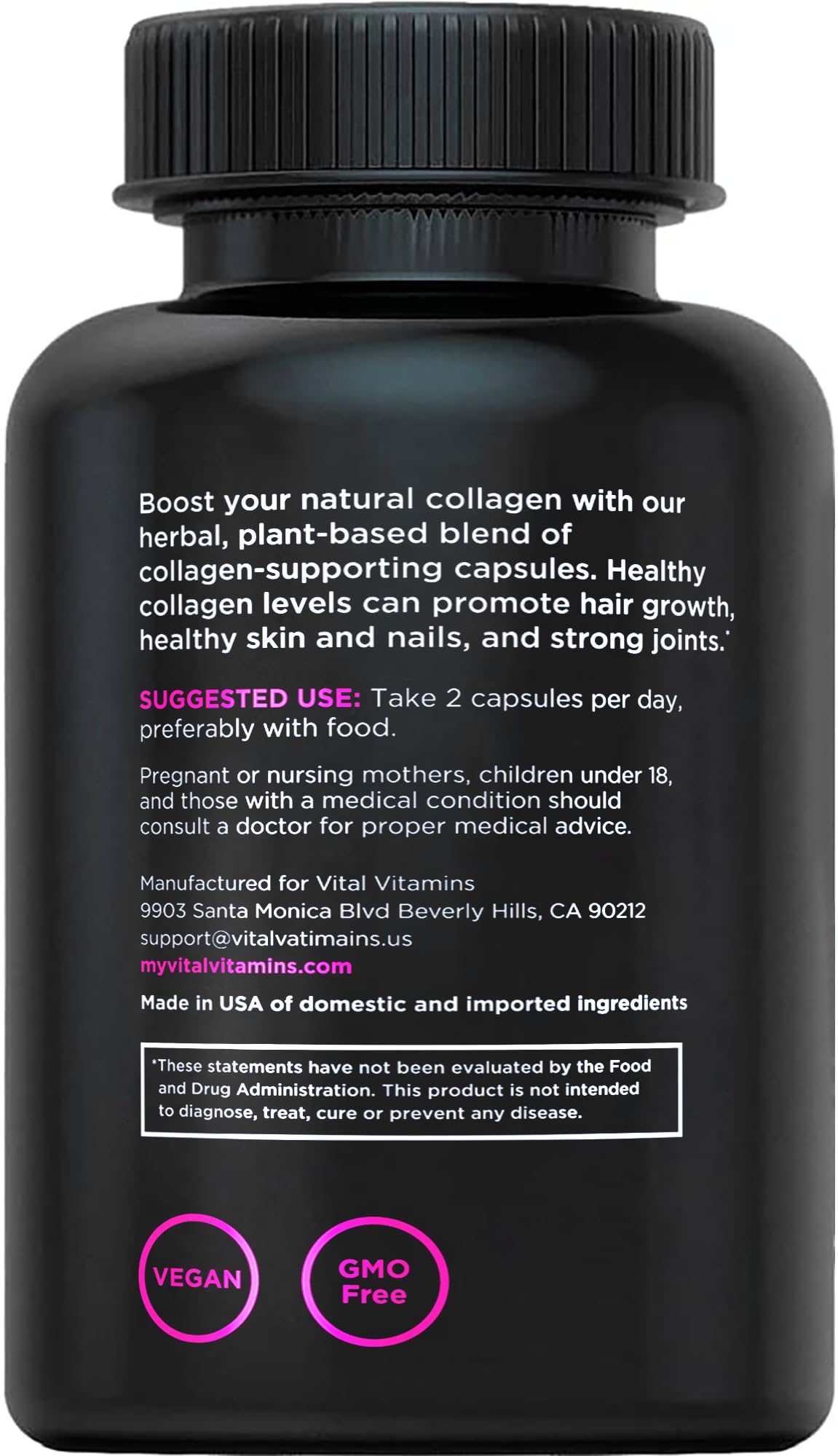 Vital Vitamins Vegan Collagen Booster - with Silica and Hyaluronic Acid - Plant-Based Collagen Supplements - Maple Wellness Supplements