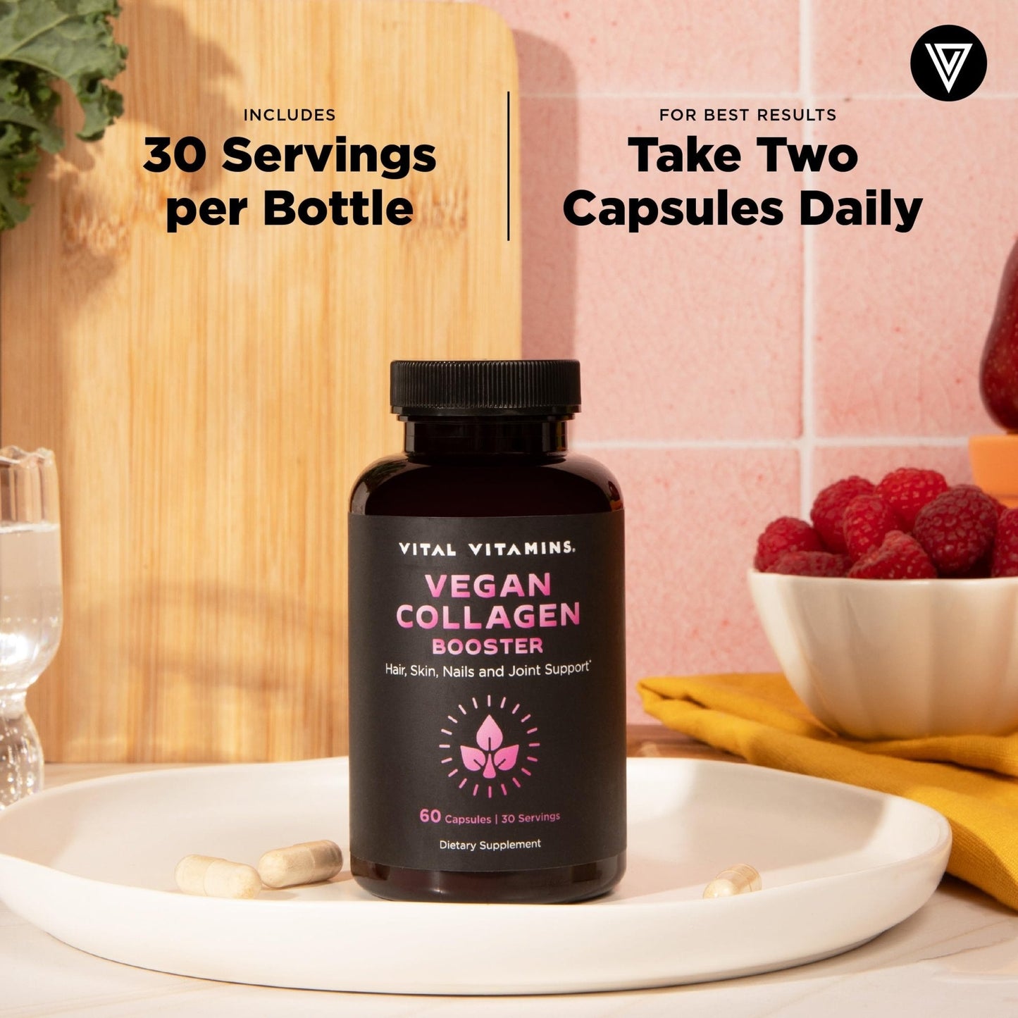 Vital Vitamins Vegan Collagen Booster - with Silica and Hyaluronic Acid - Plant-Based Collagen Supplements - Maple Wellness Supplements
