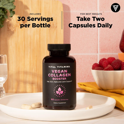 Vital Vitamins Vegan Collagen Booster - with Silica and Hyaluronic Acid - Plant-Based Collagen Supplements - Maple Wellness Supplements