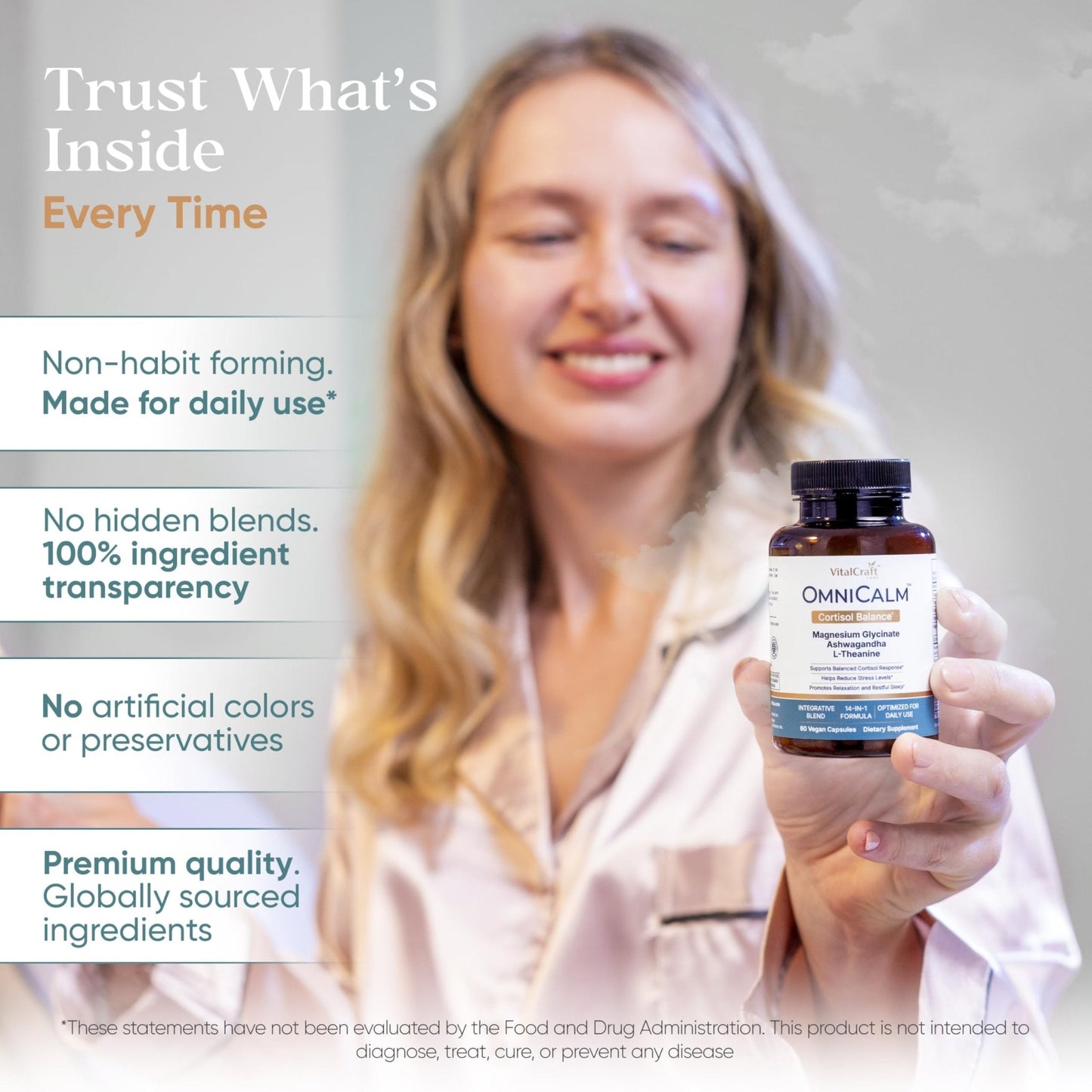 VITALCRAFT LABS OmniCalm Cortisol Supplements for Women & Men | Stress Relief & Sleep Support with Magnesium & Ashwagandha, L Theanine | 14-in-1 Cortisol Reducer, Manager, Detox – USA - Maple Wellness Supplements