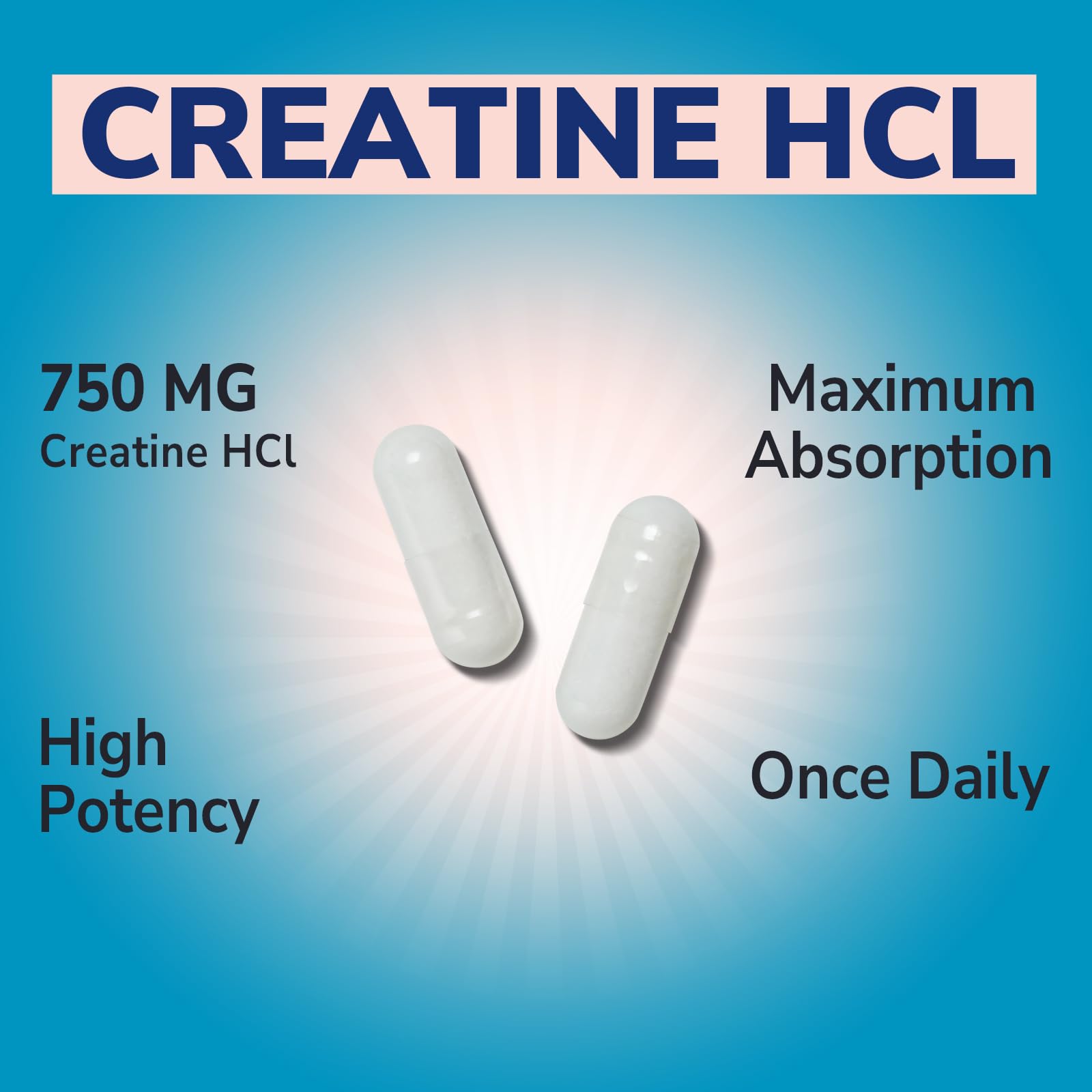 Vitalibre Creatine HCl Capsule, 750mg High Absorption Creatine Hydrochloride, Endurance, Strength, Fast Absorbing, No Load, No Bloat, Monohydrate Micronized Alternative, Once Daily, 90 Capsules - Maple Wellness Supplements