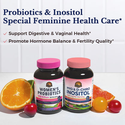 Vitalitown Inositol Supplement for Women, Myo-Inositol & D-Chiro Inositol, Ideal 40:1 Ratio, Hormone Balance & Healthy Ovarian Support for Women, Vitamin B8, Vegan, 60 Capsules, No Gluten - Maple Wellness Supplements