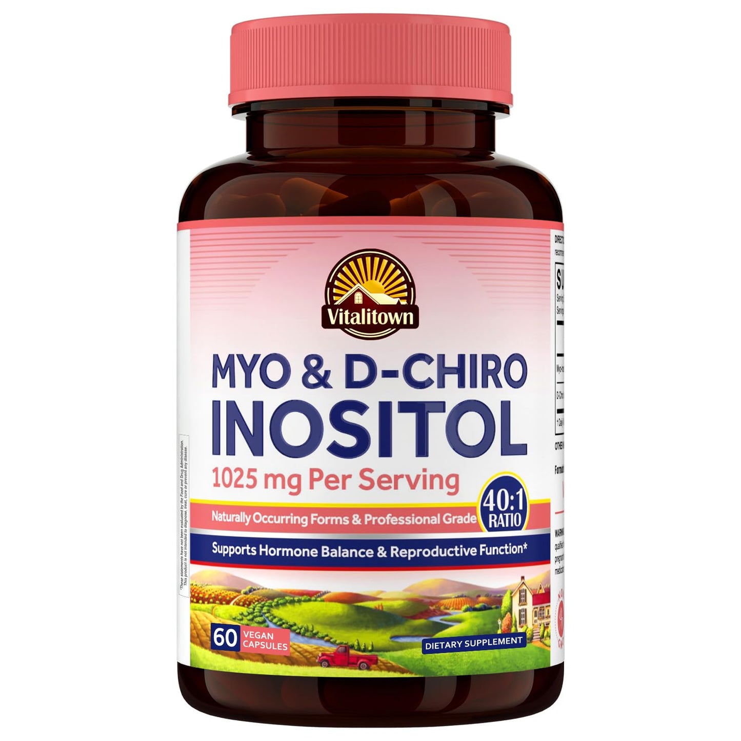 Vitalitown Inositol Supplement for Women, Myo-Inositol & D-Chiro Inositol, Ideal 40:1 Ratio, Hormone Balance & Healthy Ovarian Support for Women, Vitamin B8, Vegan, 60 Capsules, No Gluten - Maple Wellness Supplements