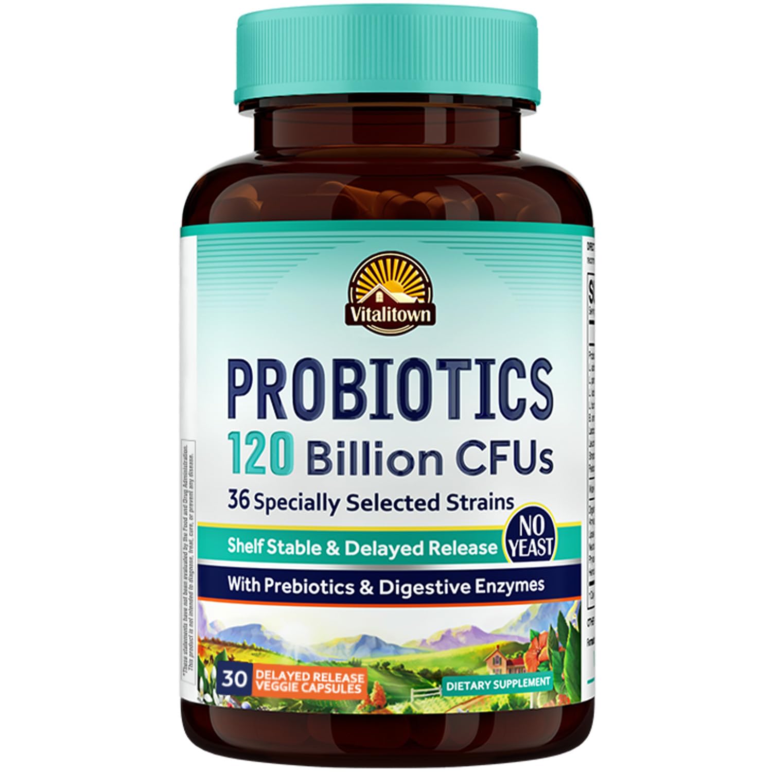 VITALITOWN Probiotics 120 Billion CFUs | 36 Strains, with Prebiotics & Digestive Enzymes for Men Women | Shelf Stable | Digestive Health & Immune Support - Maple Wellness Supplements