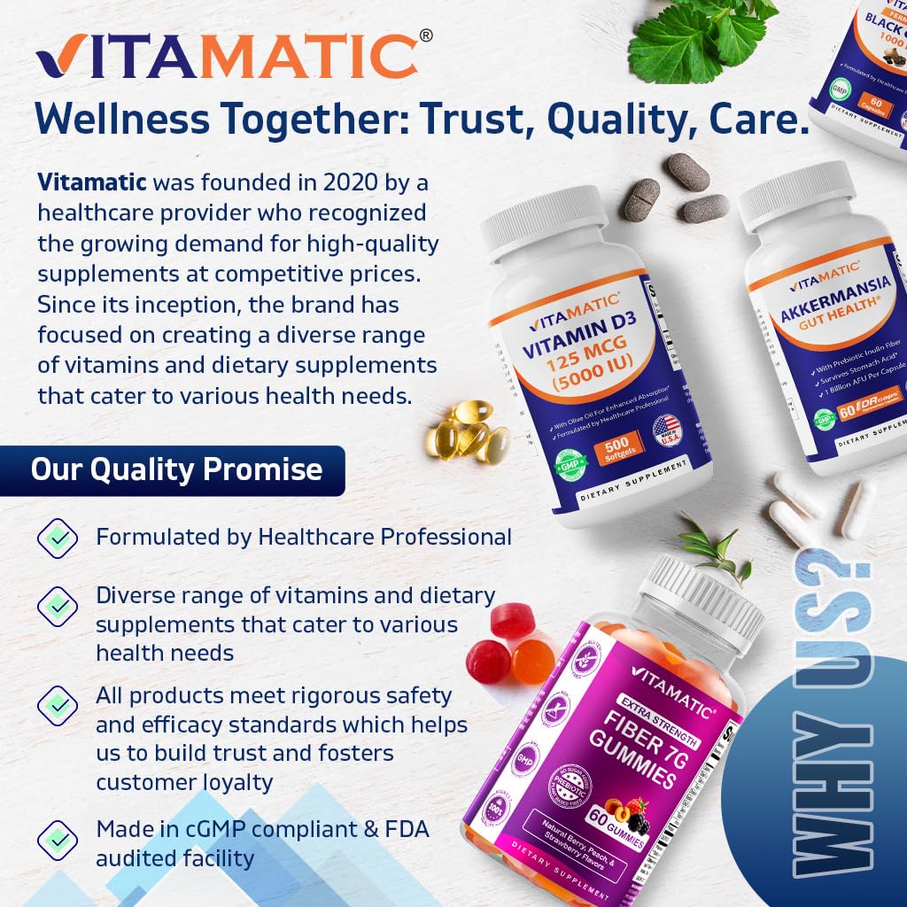 Vitamatic Alpha Lipoic Acid (ALA) 600mg Per Serving - 240 Vegetable Capsules - 120 Servings - Non-GMO & Gluten Free - Maple Wellness Supplements