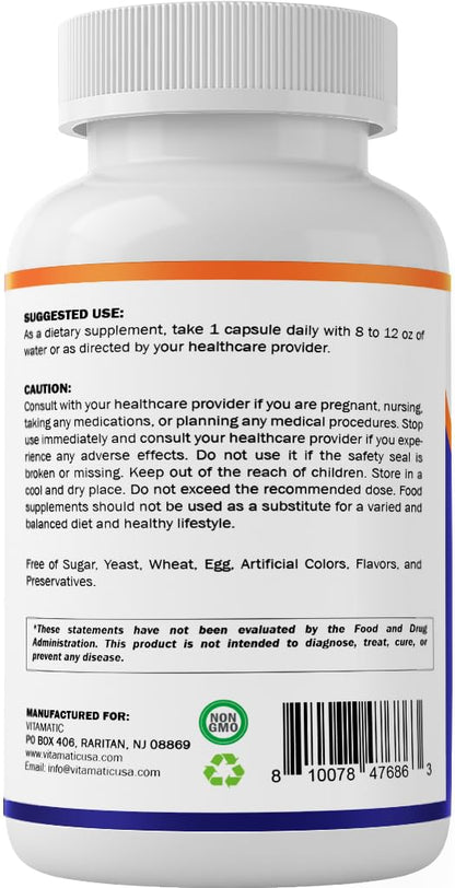 Vitamatic Cortisol Health Support - 90 Veggie Capsules - Made with Adaptogenic Blend with Ashwagandha, Rhodiola, Magnolia, L-Theanine, Phosphatidylserine - Maple Wellness Supplements