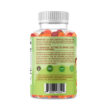 Vitamatic Kids Prebiotic Fiber Gummies – Extra Strength 4g Fiber – Zero Sugar Added – 60 Pectin-Based Gummies – Digestive Health & Regularity Support - Maple Wellness Supplements