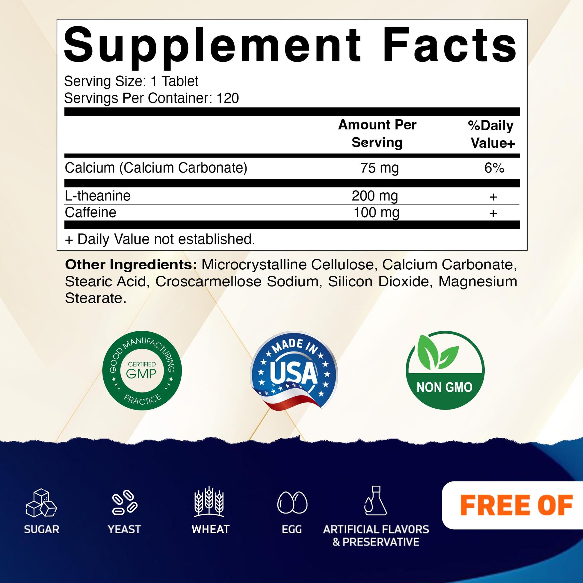 Vitamatic L-Theanine 200mg with Caffeine 100mg – 120 Vegetarian Tablets Nootropic Supplement for Focused Energy & Mental Clarity - Maple Wellness Supplements