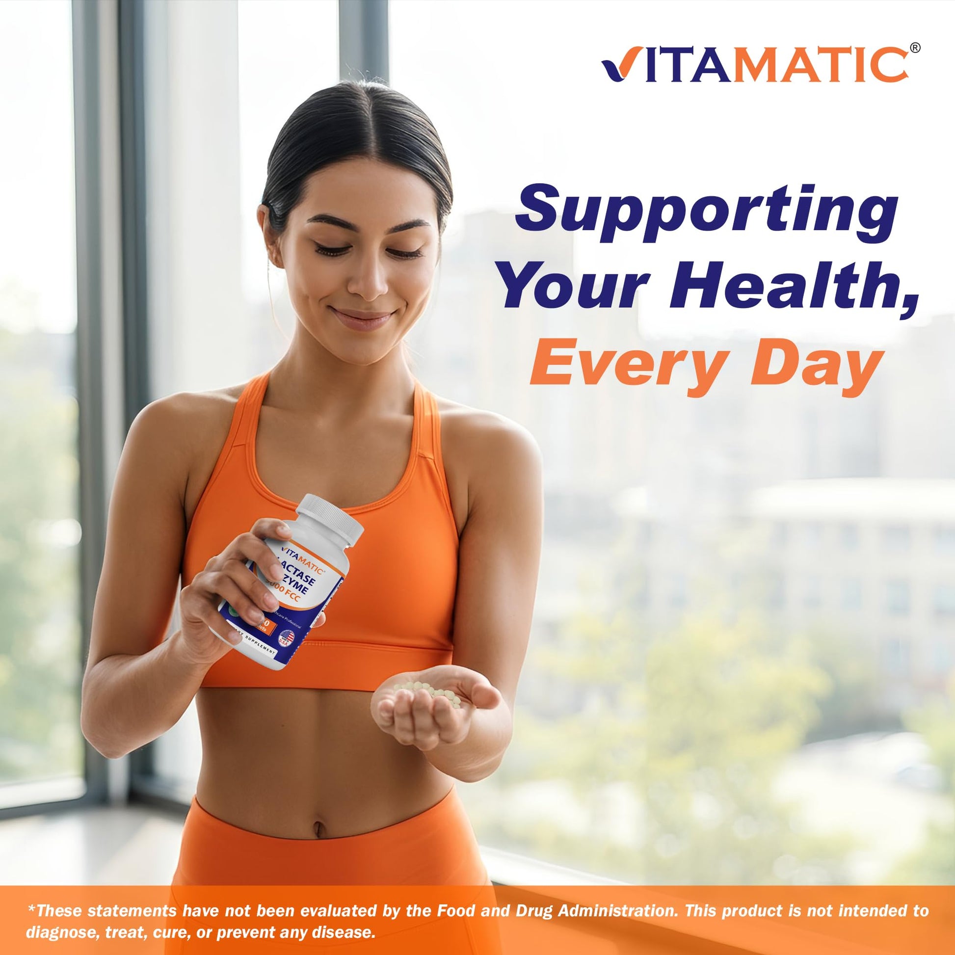 Vitamatic Lactase Enzyme 9000 FCC 240 Tablets - Lactose Intolerance Relief Caplets - Maple Wellness Supplements