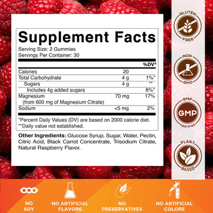 Vitamatic Magnesium Gummies 600mg per Serving – 60 Vegan Count for Relaxation, Muscle, Bone, and Energy Support - Maple Wellness Supplements