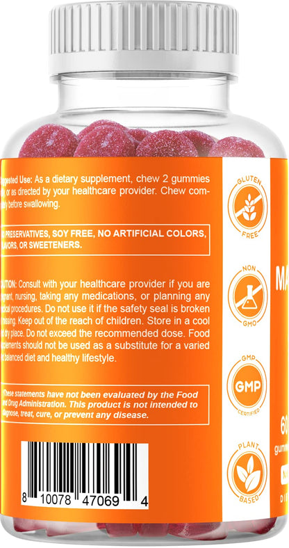Vitamatic Magnesium Gummies 600mg per Serving – 60 Vegan Gummies – Relaxation, Muscle, Bone & Energy Support – 3 Pack - Maple Wellness Supplements