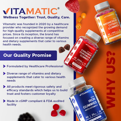Vitamatic Probiotic Sugar Free Gummies for Men and Women – 5 Billion CFUs Digestive, Immune & Gut Health Support – Gluten Free - Maple Wellness Supplements