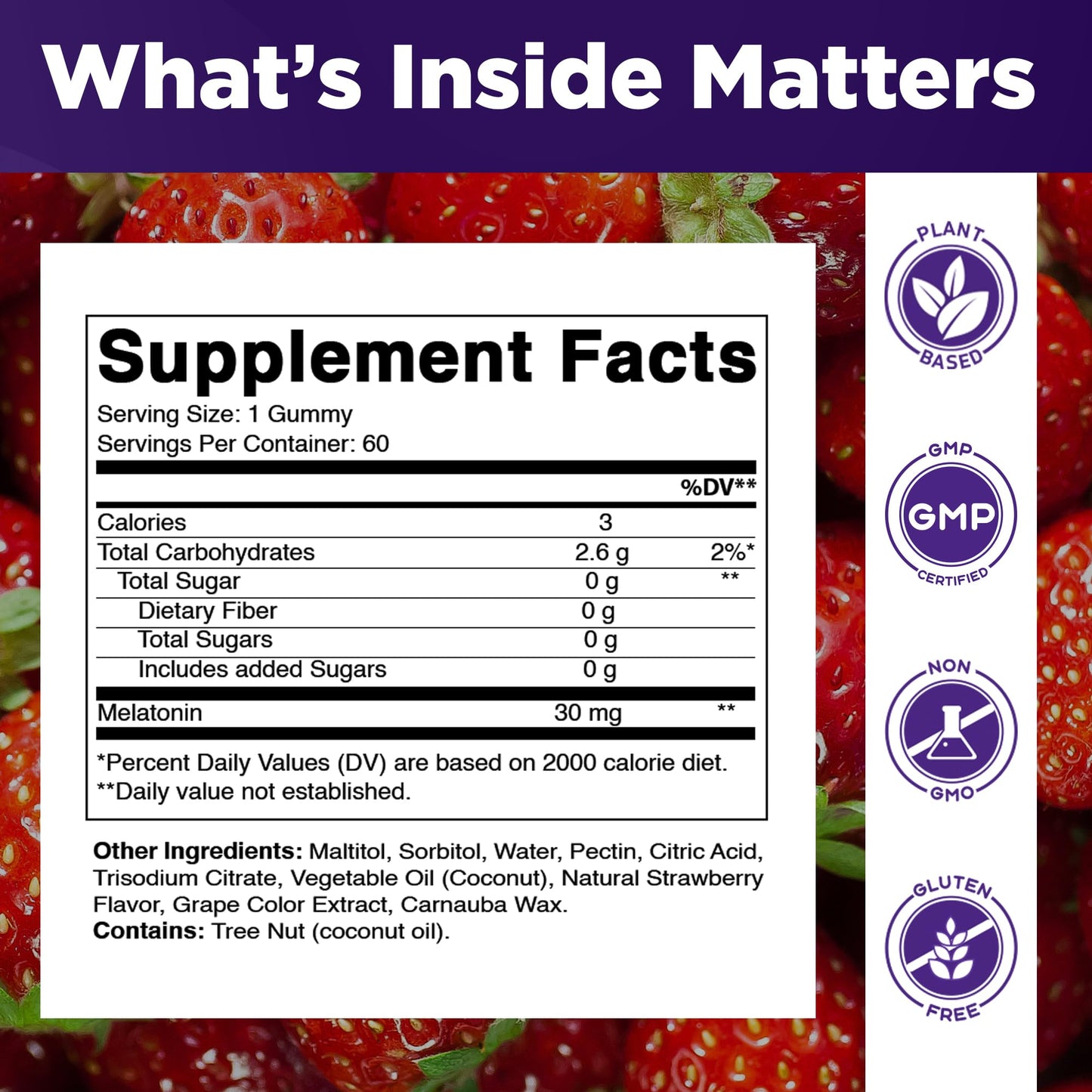 Vitamatic Sugar Free Melatonin 30mg per Gummy - 60 Servings - 60 Vegetarian Gummies - Non-Habit Forming Supplement (60 Count (Pack of 1)) - Maple Wellness Supplements