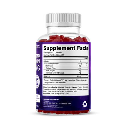 Vitamatic Sugar Free Melatonin 30mg per Gummy - 60 Servings - 60 Vegetarian Gummies - Non-Habit Forming Supplement (60 Count (Pack of 1)) - Maple Wellness Supplements