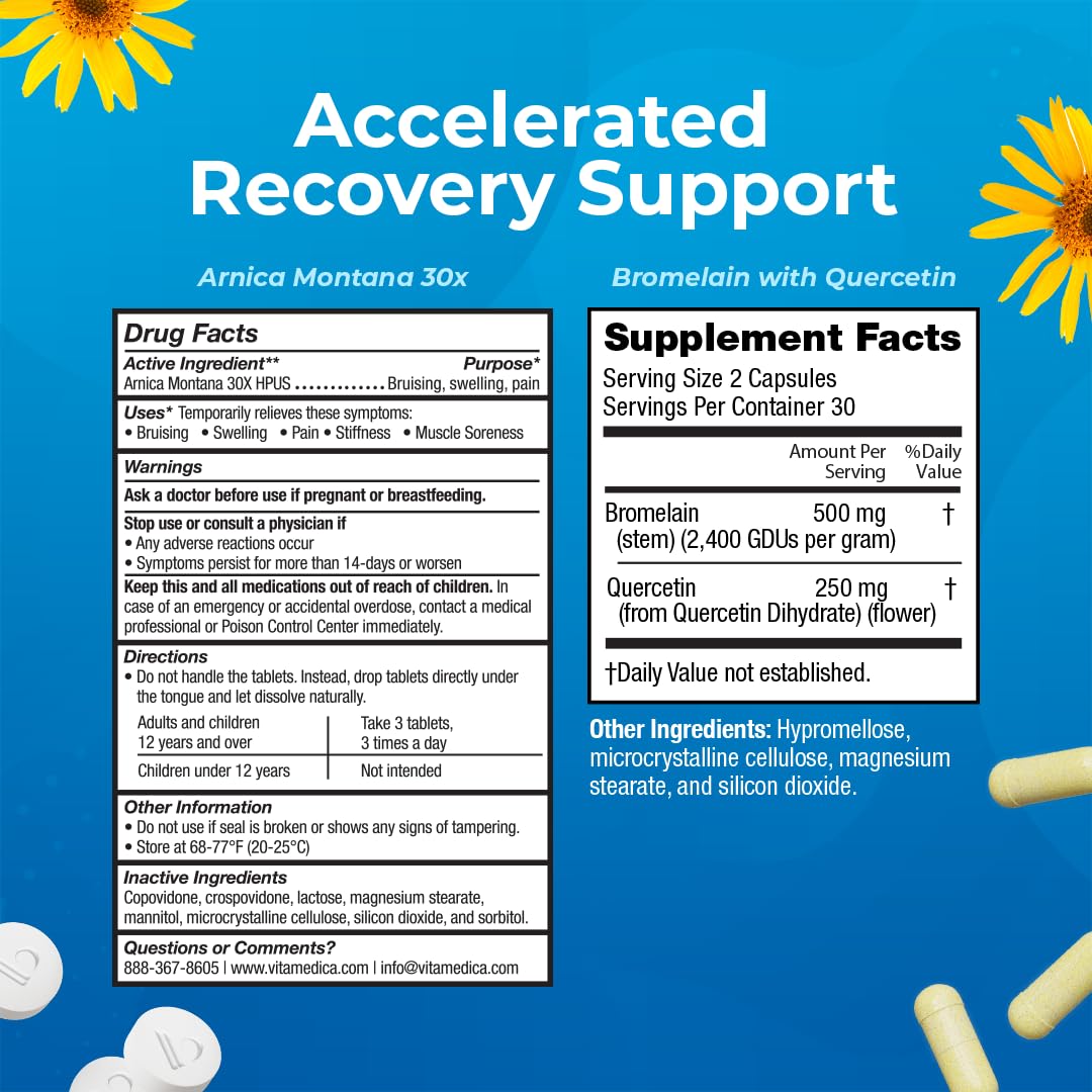 VitaMedica | Arnica Montana 30X and Bromelain with Quercetin Bundle | Arnica Montana | Bromelain | Quercetin | Recovery Bundle | Plant Based | Made in USA - Maple Wellness Supplements