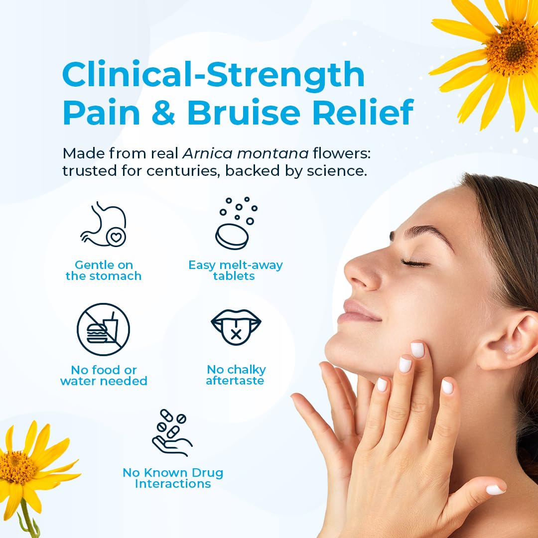 VitaMedica Arnica Montana 30X Homeopathic Tablets for Bruising Pain and Swelling | Plant Based Formula | Recommended by Plastic Surgeons | Natural Recovery Surgery Or Injury | 3 Pack | 150 Servings - Maple Wellness Supplements