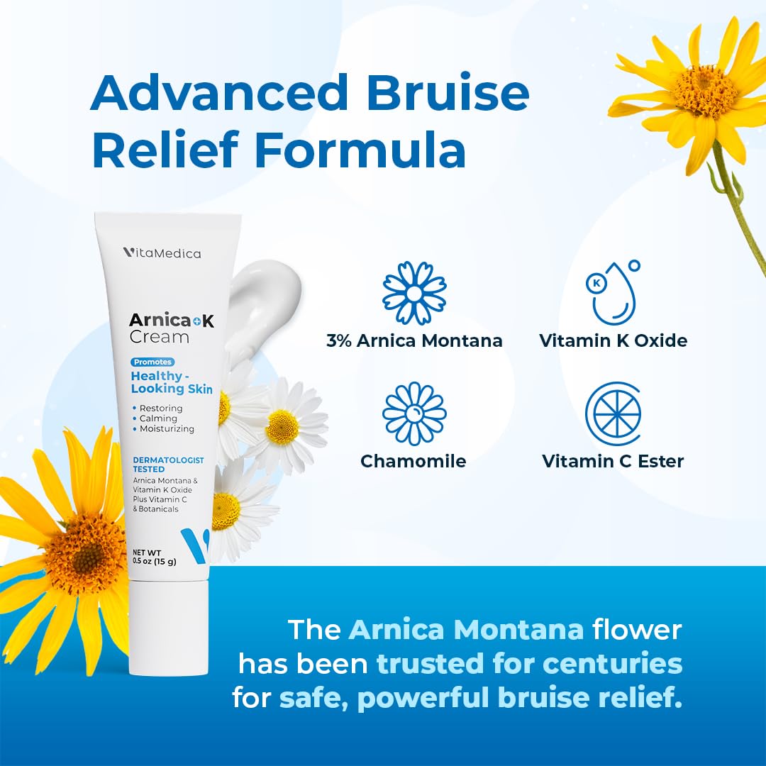 VitaMedica Arnica + Vitamin K Bruise Recovery Cream for Face & Under-Eye, Sensitive-Skin Formula, Post-Procedure Support, 0.5 oz - Maple Wellness Supplements