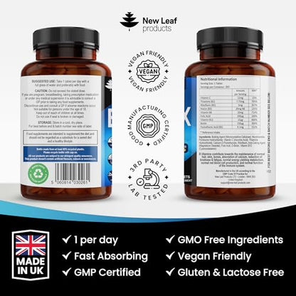 Vitamin B Complex - 365 Small Tablets (One Year Supply) High Strength All 8 B Vitamins - Maple Wellness Supplements