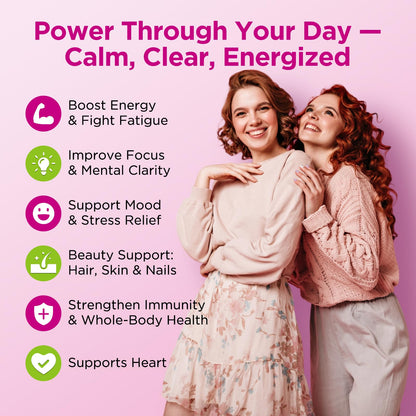 Vitamin B Complex Gummies for Women & Me, Vitamin B12, B1, B2, B3, B6, B7, B9 with Vitamin C, Zinc, Magnesium & CoQ10 for Energy, Brain, Nervous System & Mood, - Maple Wellness Supplements