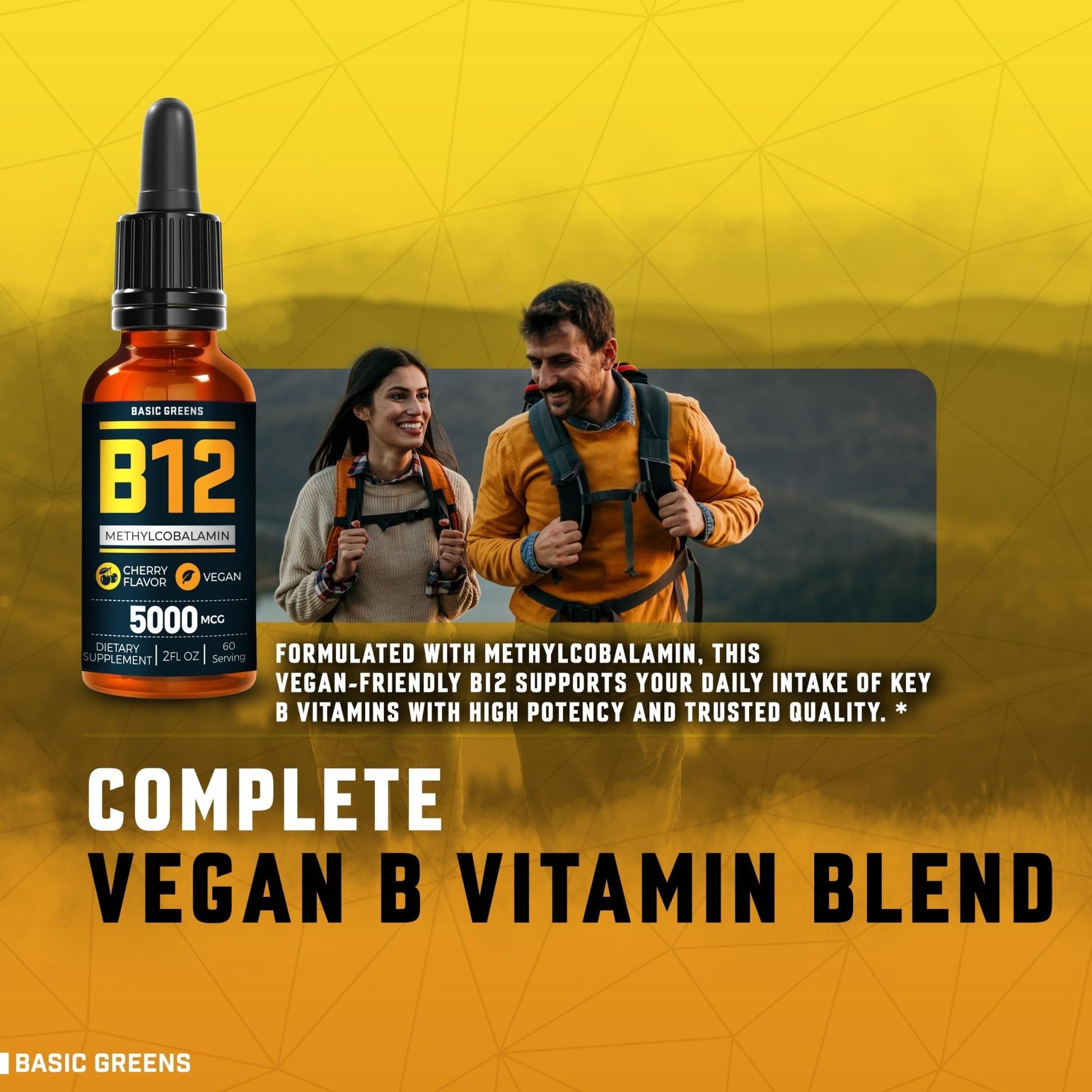 Vitamin B12 Sublingual Liquid Drops 5000 mcg – Vegan Methyl B-12 Supplement for Energy & Focus – B 12 Vitamin for Women & Men - Maple Wellness Supplements