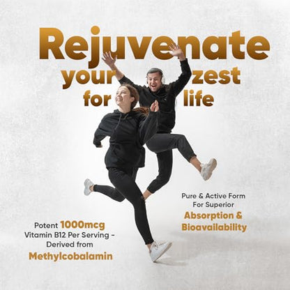 Vitamin B12 Tablets High Strength – 1000mcg Vegan B12 Supplement – 450 Pure Methylcob - Maple Wellness Supplements